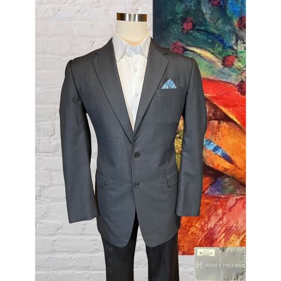 Hickey Freeman 43L Loro Piana Charcoal Dark Gray Blazer Suit Coat Jacket - Picture 5 of 14